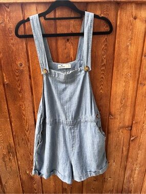 Hollister Chambray Denim Short Overalls Romper Size S